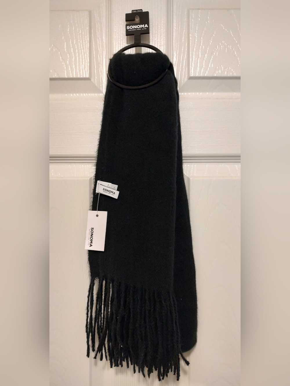 Sonoma Black Fringe Knit Scarf